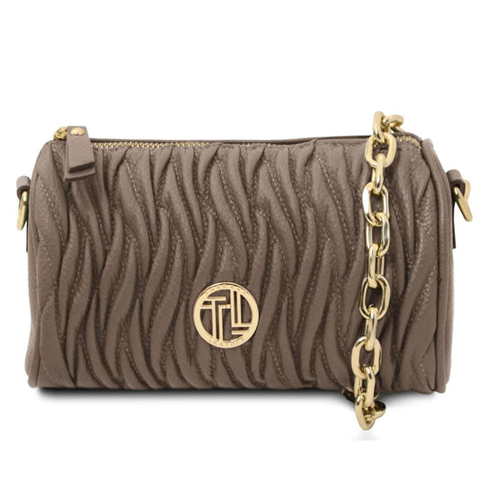 Designer Handbags in Ireland Mini Bowling Leather bag CHANTILLY TL142493 in Dark Taupe