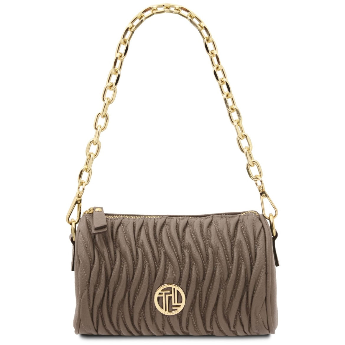 Designer Handbags in Ireland Mini Bowling Leather bag CHANTILLY TL142493 in Dark Taupe