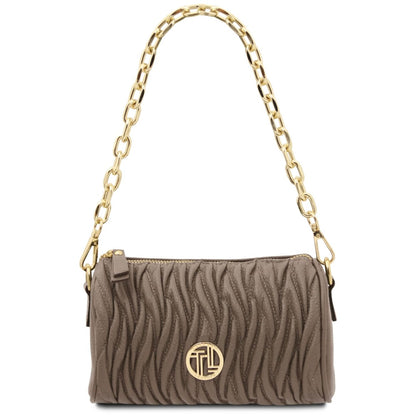 Designer Handbags in Ireland Mini Bowling Leather bag CHANTILLY TL142493 in Dark Taupe