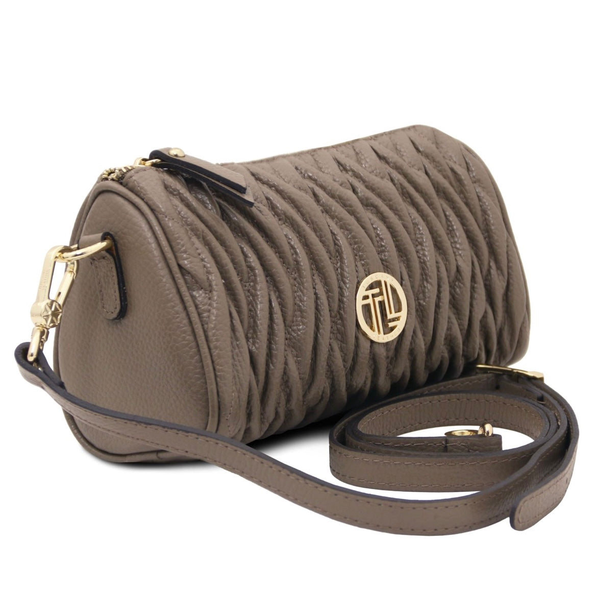 Designer Handbags in Ireland Mini Bowling Leather bag CHANTILLY TL142493 in Dark Taupe