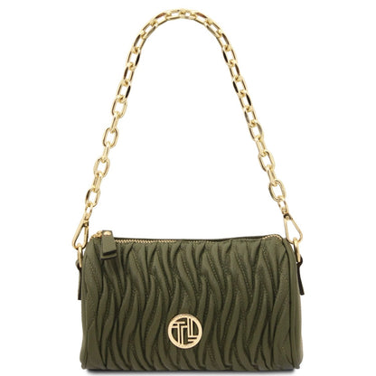 Designer Handbags in Ireland Mini Bowling Leather bag CHANTILLY TL142493 in Forest Green