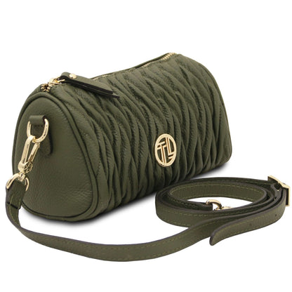 Designer Handbags in Ireland Mini Bowling Leather bag CHANTILLY TL142493 in Forest Green