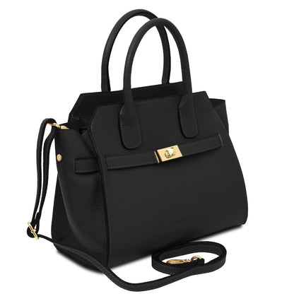 Leather Tote Bag ORIGAMI TL142507 in Black