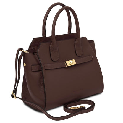 Leather Tote Bag ORIGAMI TL142507 in Coffee