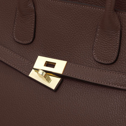 Leather Tote Bag ORIGAMI TL142507 in Coffee