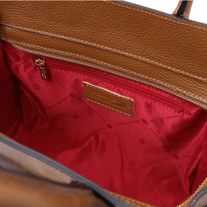 Leather Tote Bag ORIGAMI TL142507 in Cognac