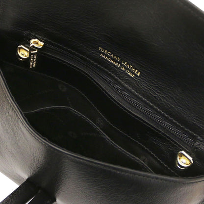 The Tropical Duchess Tuscany Leather Metallic Leather Clutch in Black TL141993