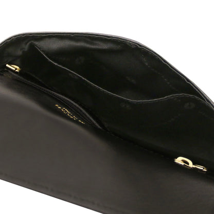 The Tropical Duchess Tuscany Leather Metallic Leather Clutch in Black TL141993