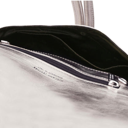 The Tropical Duchess Tuscany Leather Metallic Leather Clutch in Silver TL141993