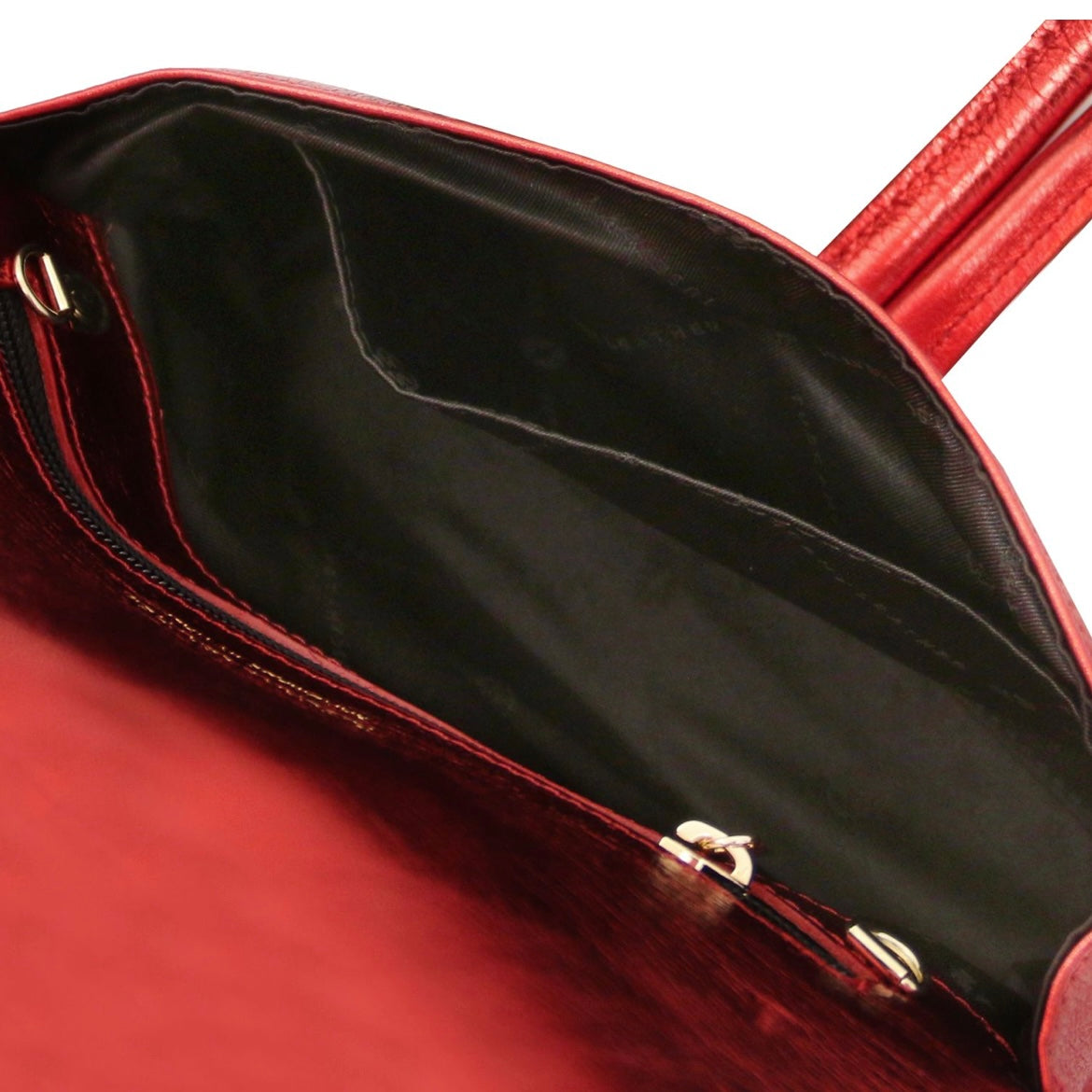 The Tropical Duchess Tuscany Leather Metallic Leather Clutch in Red TL141993