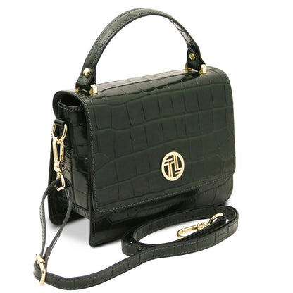 The Tropical Duchess Tuscany Leather Croc Croque in Forest Green TL142503
