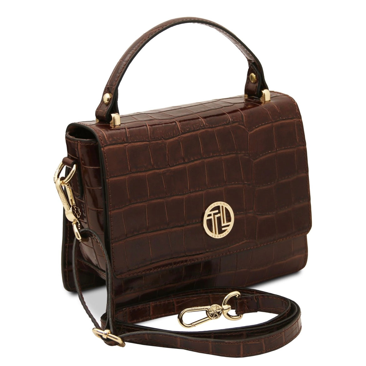 The Tropical Duchess Tuscany Leather Croc Croque in Coffee TL142503