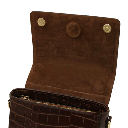 The Tropical Duchess Tuscany Leather Croc Croque in Coffee TL142503