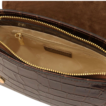 The Tropical Duchess Tuscany Leather Croc Croque in Coffee TL142503