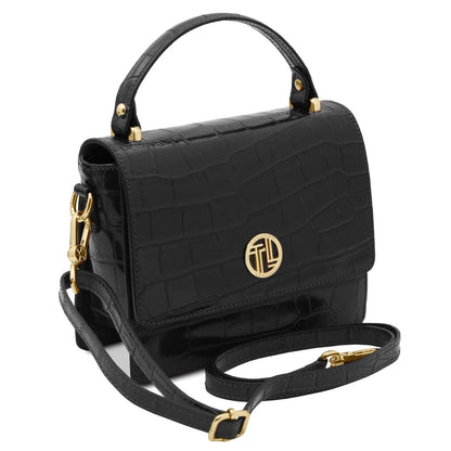 The Tropical Duchess Tuscany Leather Croc Croque in Black TL142503