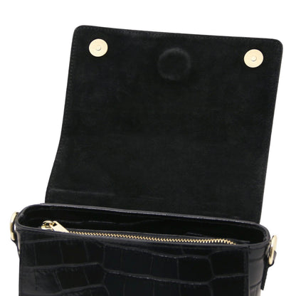 The Tropical Duchess Tuscany Leather Croc Croque in Black TL142503