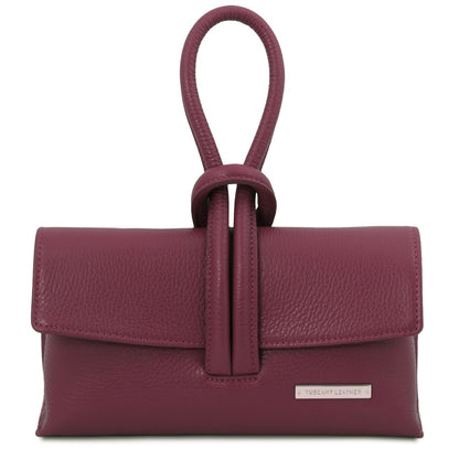 The Tropical Duchess Tuscany Leather Clutch Bag TL141990 in Bordeaux