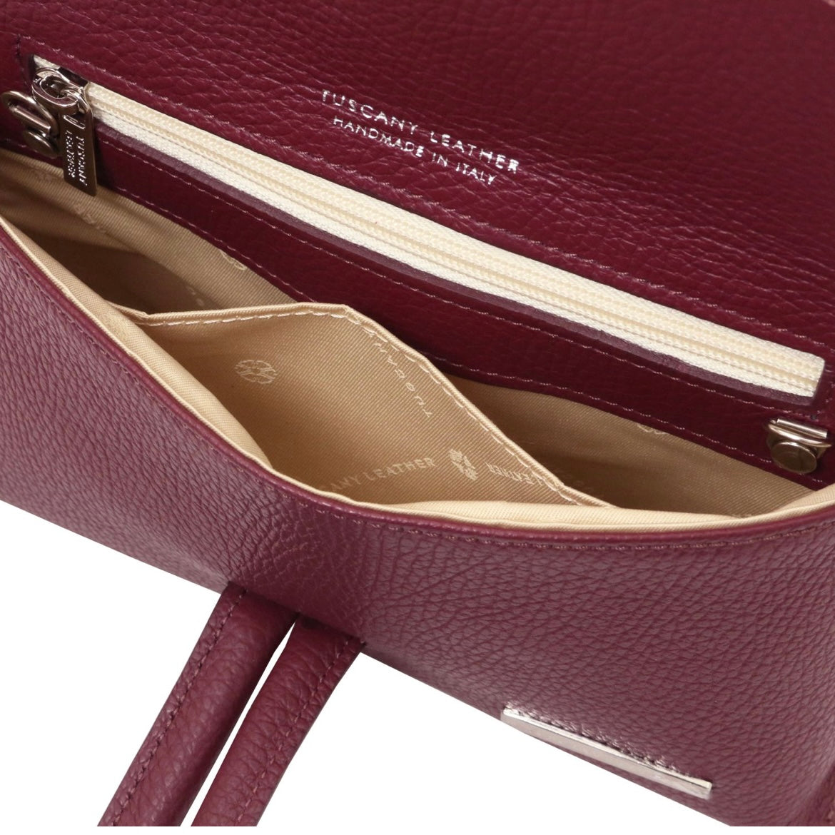 The Tropical Duchess Tuscany Leather Clutch Bag TL141990 in Bordeaux