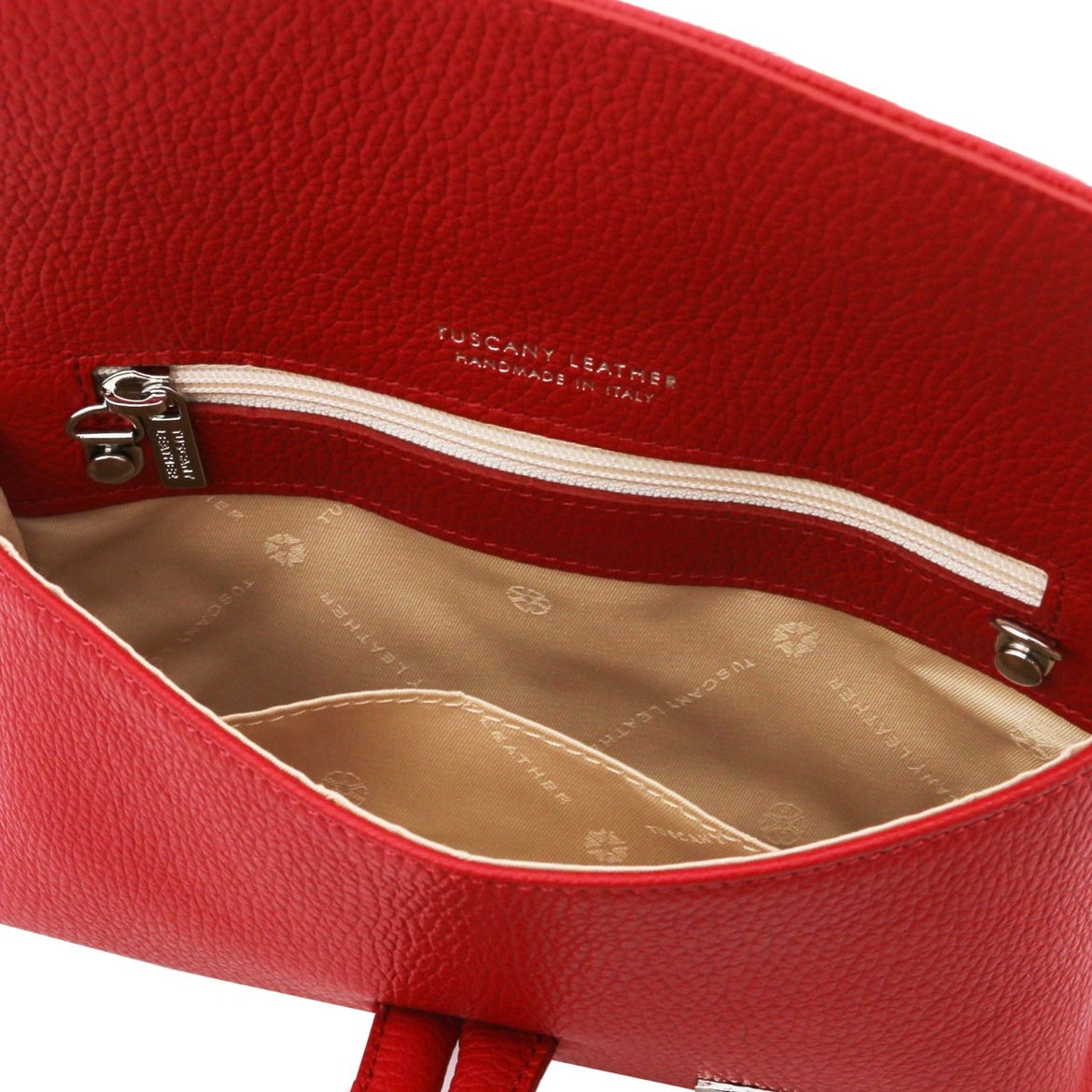 The Tropical Duchess Tuscany Leather Clutch Bag TL141990 in Lipstick Red