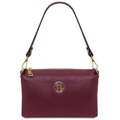 The Tropical Duchess Tuscany Leather Sia Soft Leather Clutch TL142479 in Bordeaux