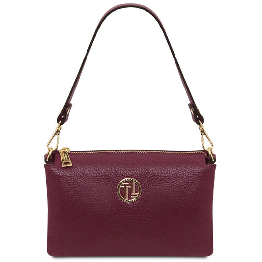 The Tropical Duchess Tuscany Leather Sia Soft Leather Clutch TL142479 in Bordeaux