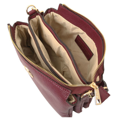 The Tropical Duchess Tuscany Leather Sia Soft Leather Clutch TL142479 in Bordeaux