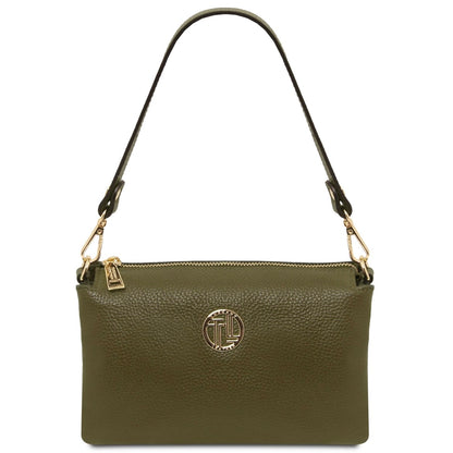 The Tropical Duchess Tuscany Leather Sia Soft Leather Clutch TL142479 in Forest Green