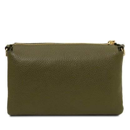The Tropical Duchess Tuscany Leather Sia Soft Leather Clutch TL142479 in Forest Green