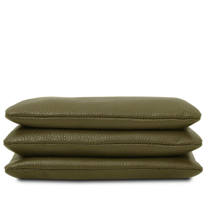 The Tropical Duchess Tuscany Leather Sia Soft Leather Clutch TL142479 in Forest Green