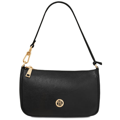 The Tropical Duchess Tuscany Leather Metallic Leather Clutch PARFAIT TL142543 in Black