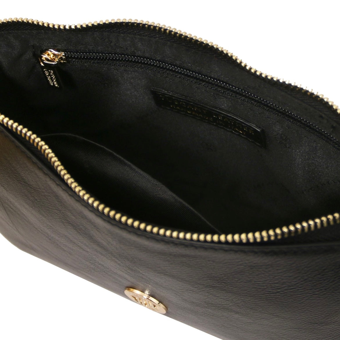 The Tropical Duchess Tuscany Leather Metallic Leather Clutch PARFAIT TL142543 in Black