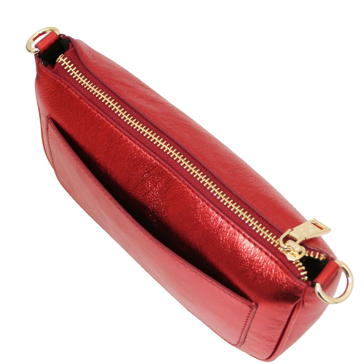 The Tropical Duchess Tuscany Leather Metallic Leather Clutch PARFAIT TL142543 in Red