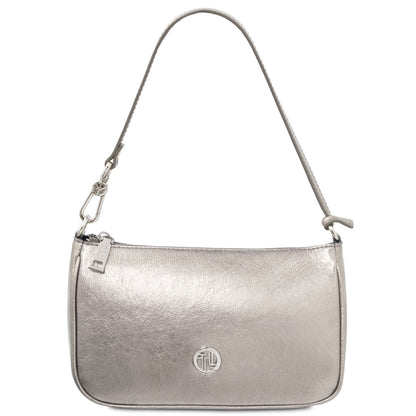 The Tropical Duchess Tuscany Leather Metallic Leather Clutch PARFAIT TL142543 in Silver