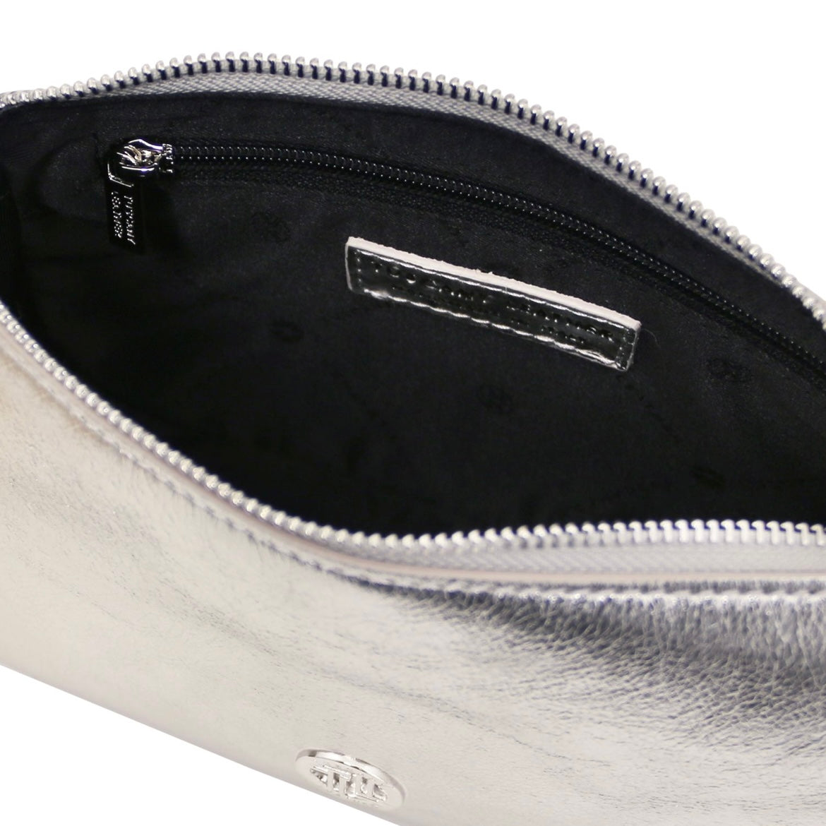 The Tropical Duchess Tuscany Leather Metallic Leather Clutch PARFAIT TL142543 in Silver