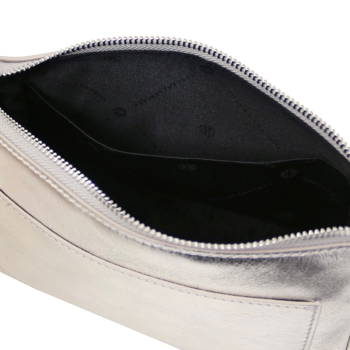 The Tropical Duchess Tuscany Leather Metallic Leather Clutch PARFAIT TL142543 in Silver