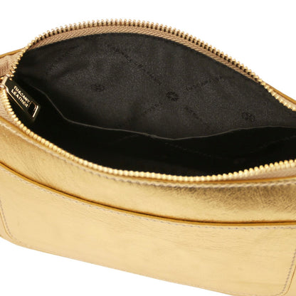 The Tropical Duchess Tuscany Leather Metallic Leather Clutch PARFAIT TL142543 in Gold