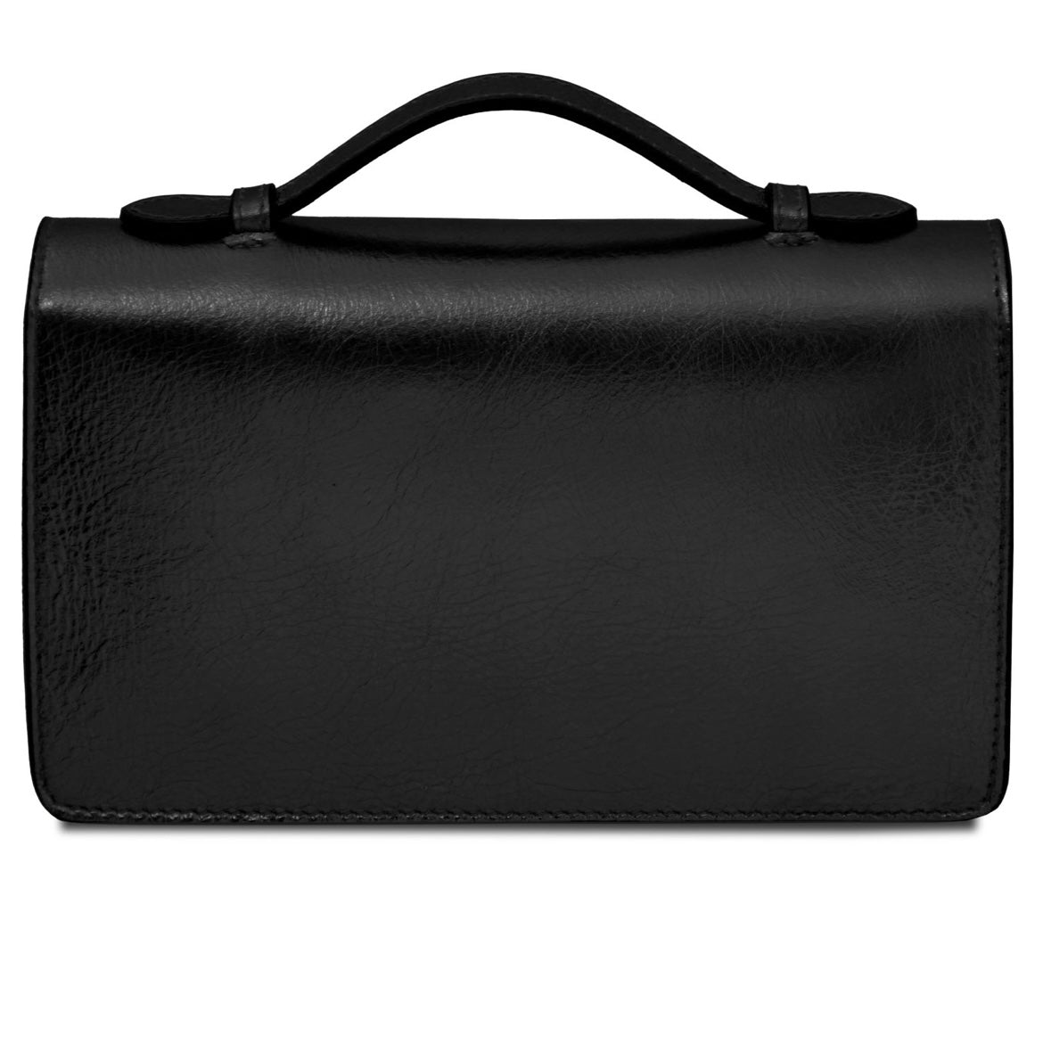 The Tropical Duchess Tuscany Leather Metallic Leather Clutch with Chain Strap OPERA TL142519 in Black