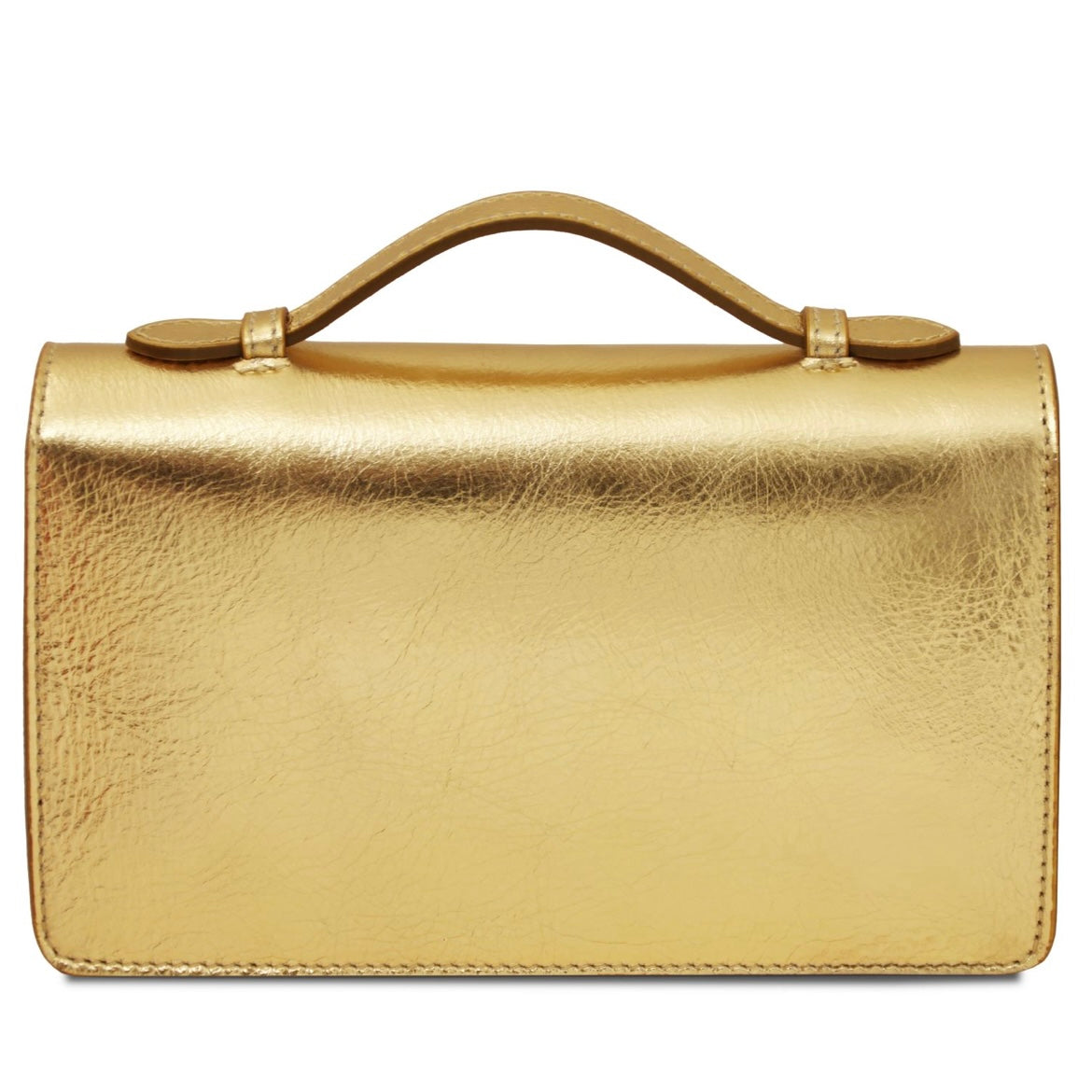 The Tropical Duchess Tuscany Leather Metallic Leather Clutch with Chain Strap OPERA TL142519 in Gold