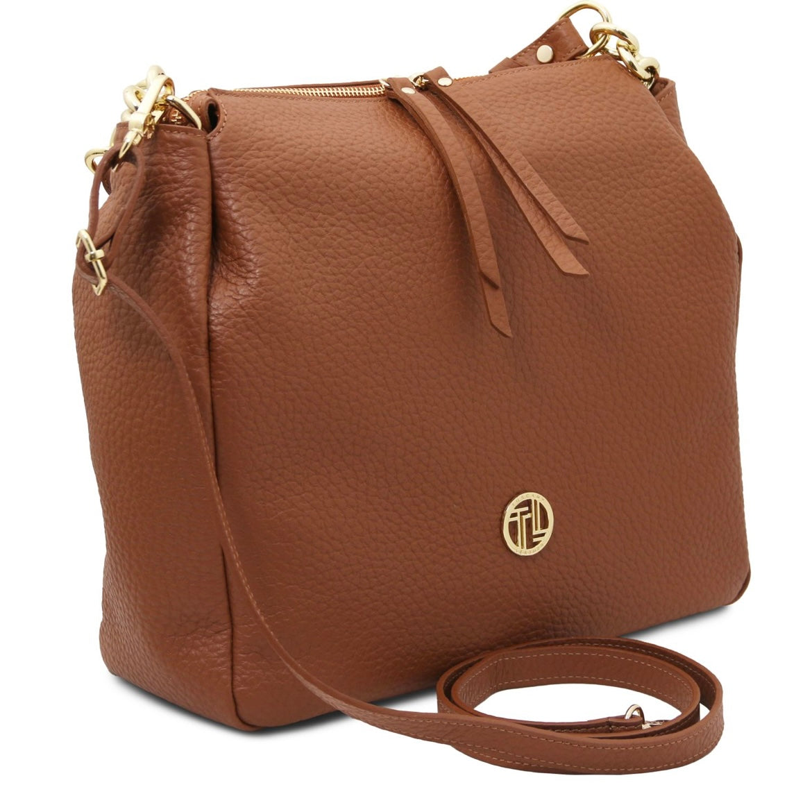 The Tropical Duchess Tuscany Leather AMY TL142385 Soft Leather Shopping bag in Cognac