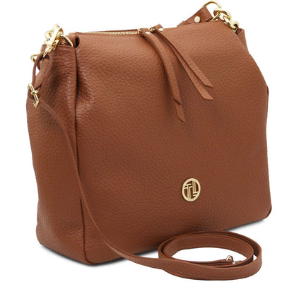 The Tropical Duchess Tuscany Leather AMY TL142385 Soft Leather Shopping bag in Cognac