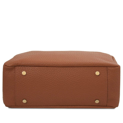 The Tropical Duchess Tuscany Leather AMY TL142385 Soft Leather Shopping bag in Cognac