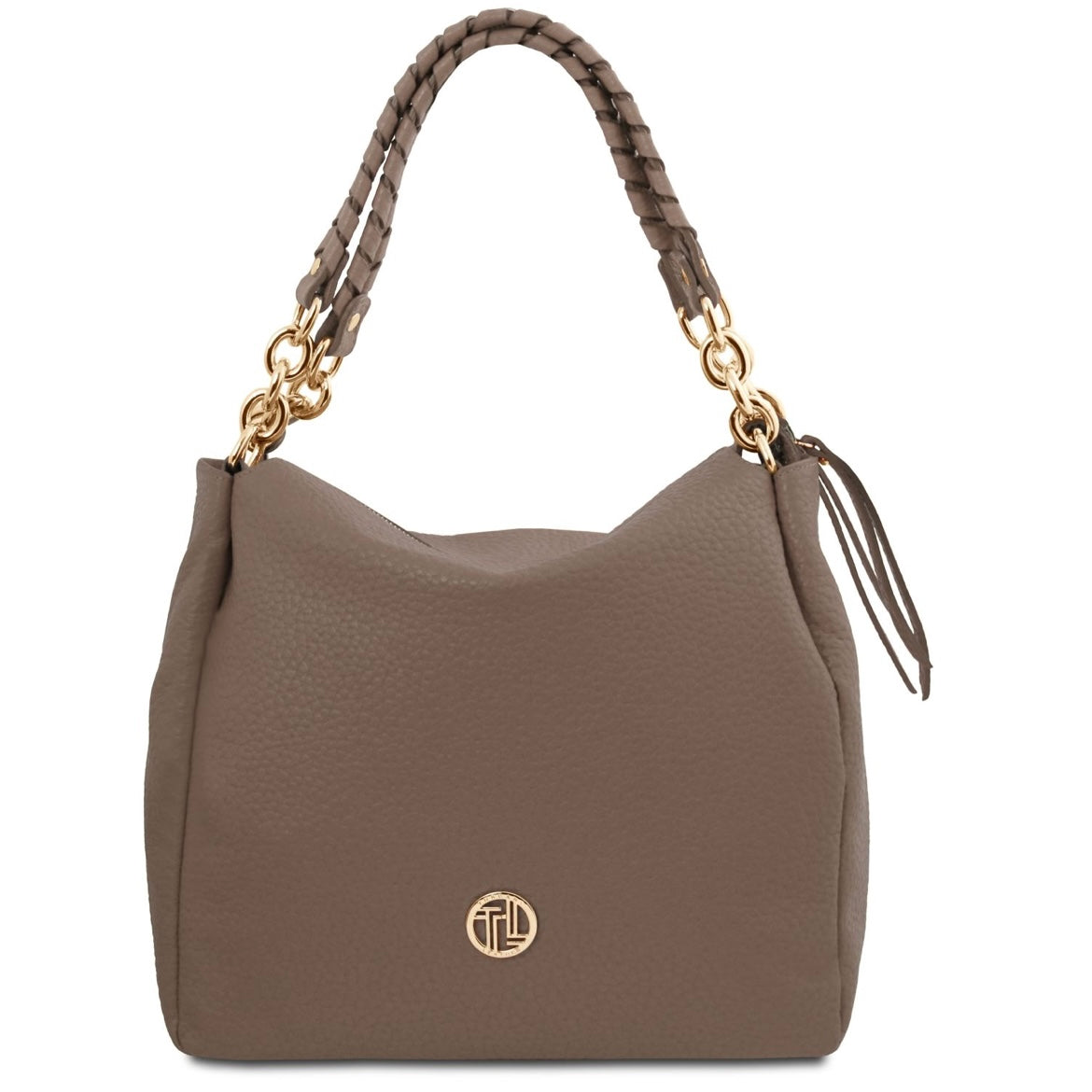 The Tropical Duchess Tuscany Leather AMY TL142385 Soft Leather Shopping bag in Dark Taupe