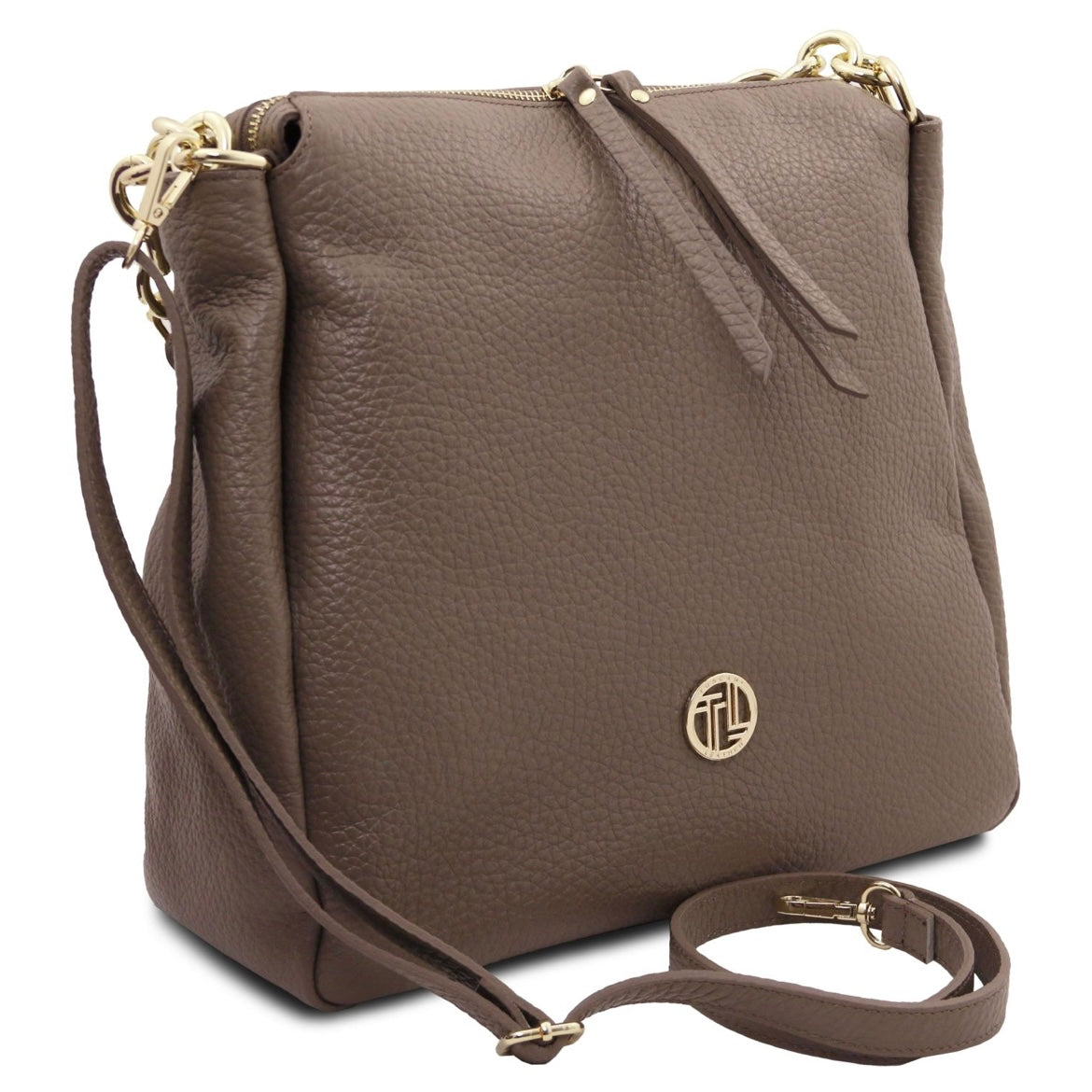 The Tropical Duchess Tuscany Leather AMY TL142385 Soft Leather Shopping bag in Dark Taupe