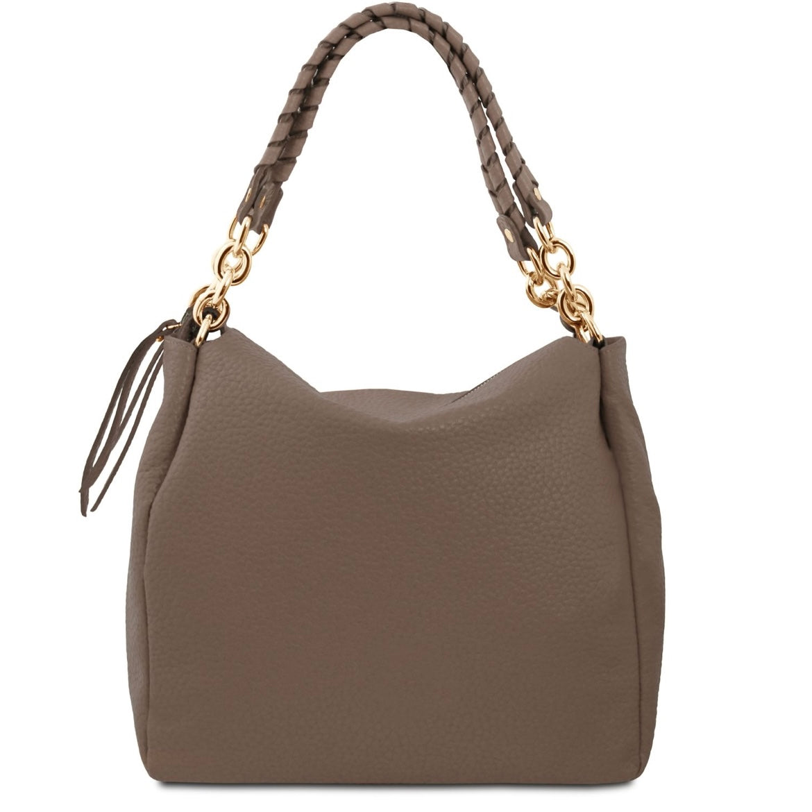 The Tropical Duchess Tuscany Leather AMY TL142385 Soft Leather Shopping bag in Dark Taupe