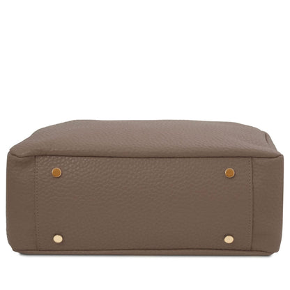 The Tropical Duchess Tuscany Leather AMY TL142385 Soft Leather Shopping bag in Dark Taupe