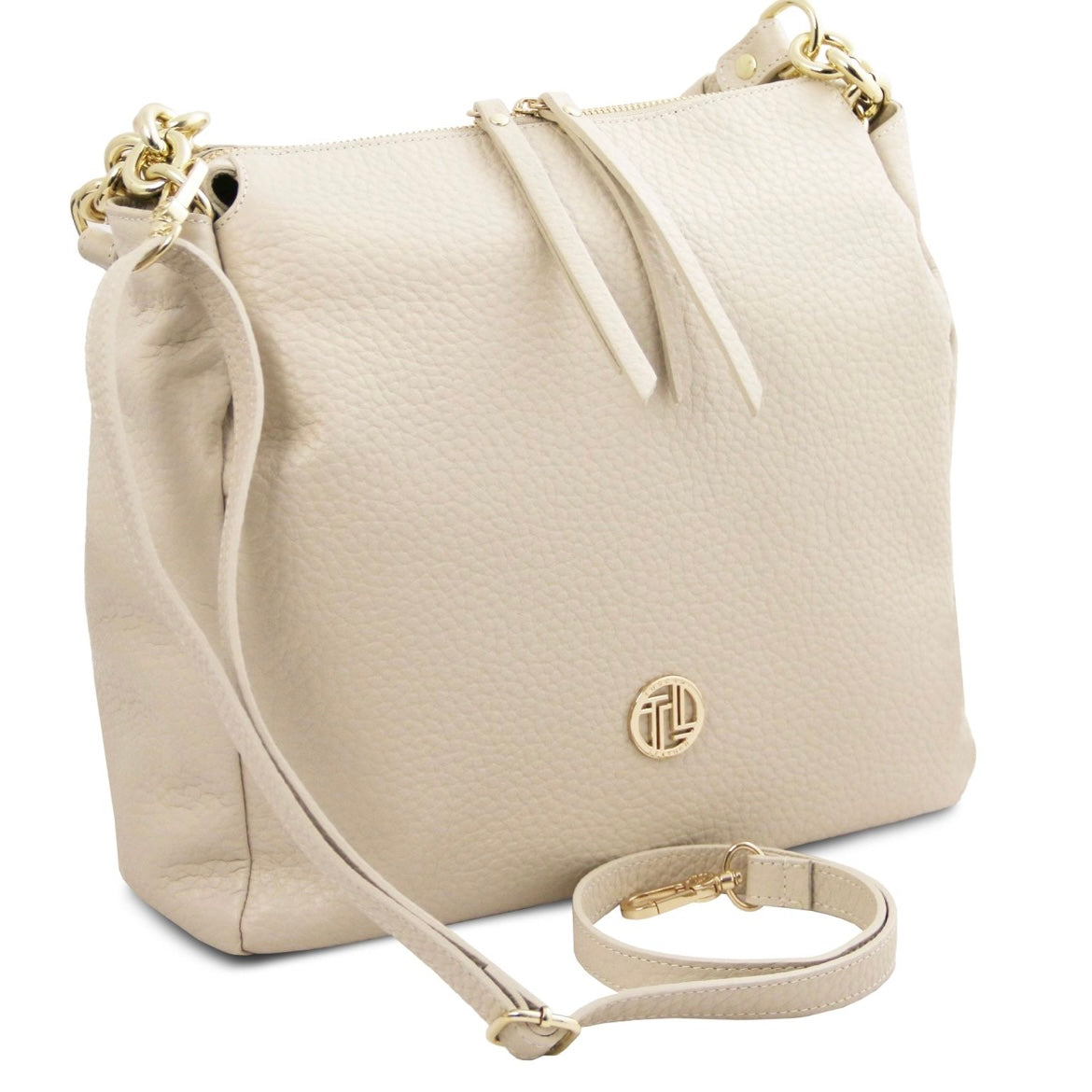 The Tropical Duchess Tuscany Leather AMY TL142385 Soft Leather Shopping bag in Beige