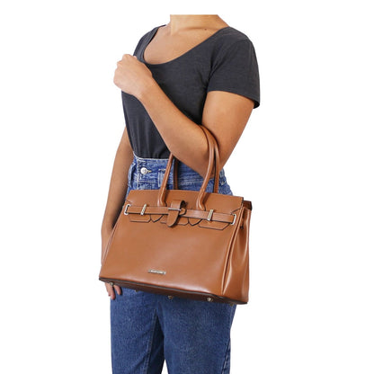 The Tropical Duchess Tuscany Leather TL BAG TL142174 Leather Handbag in Cognac