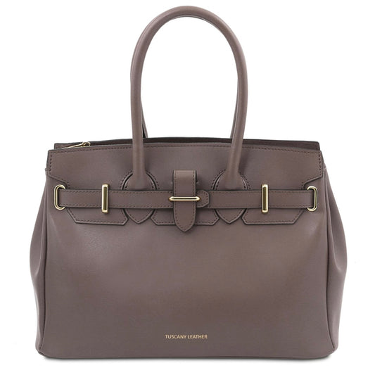 The Tropical Duchess Tuscany Leather TL BAG TL142174 Leather Handbag in Dark Taupe