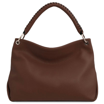 The Tropical Duchess Tuscany Leather TL142087 Soft Leather Shoulder bag in Coffee