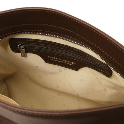 The Tropical Duchess Tuscany Leather TL142087 Soft Leather Shoulder bag in Coffee